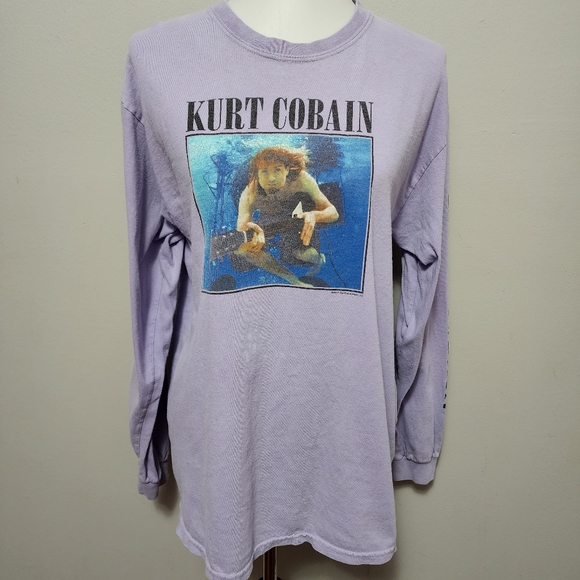 Gildan lavender Kurt Cobain long sleeve band tee size large - Picture 2 of 9